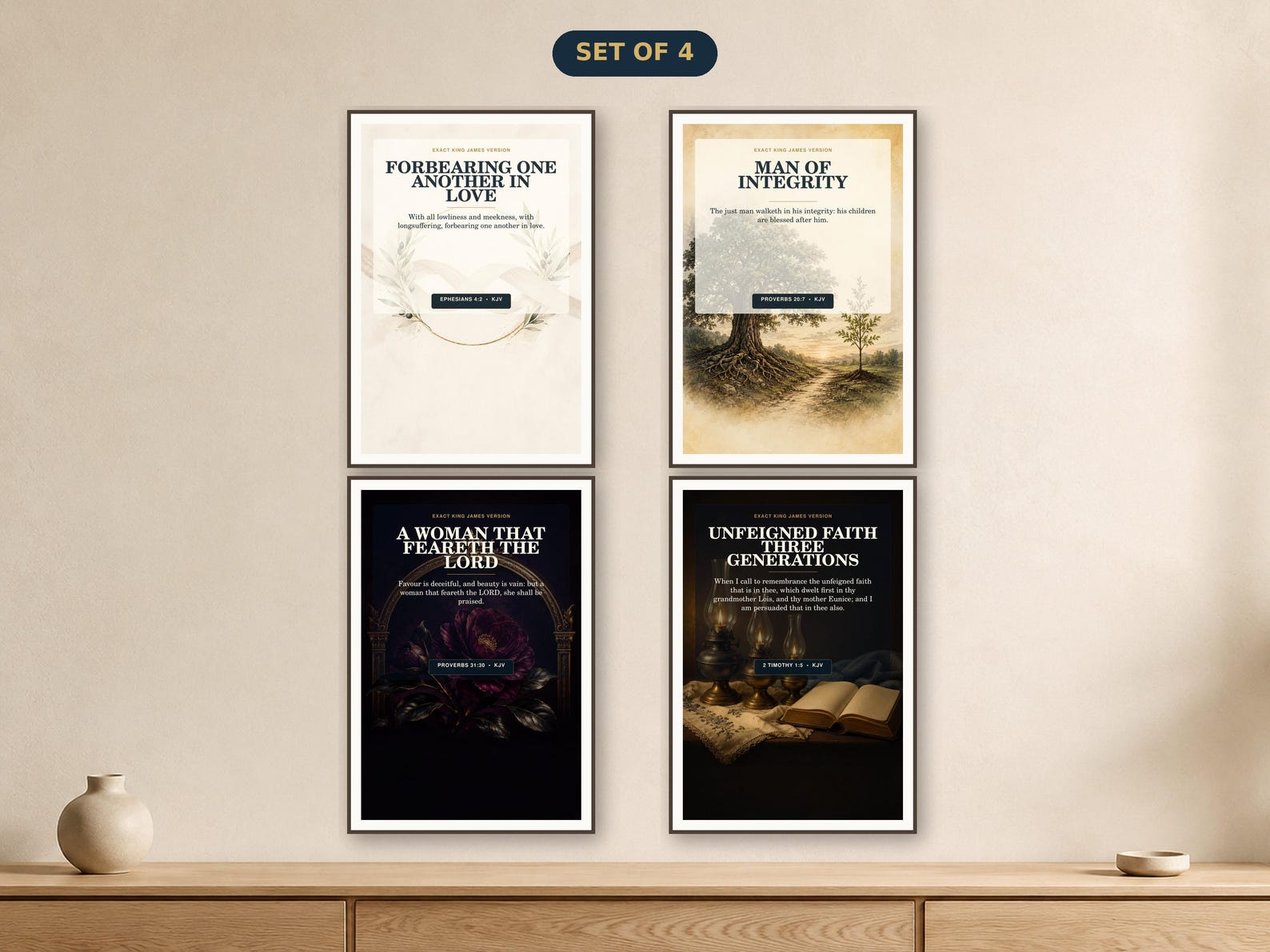 KJV christian family legacy wall art set set of four coordinated Christian printable designs