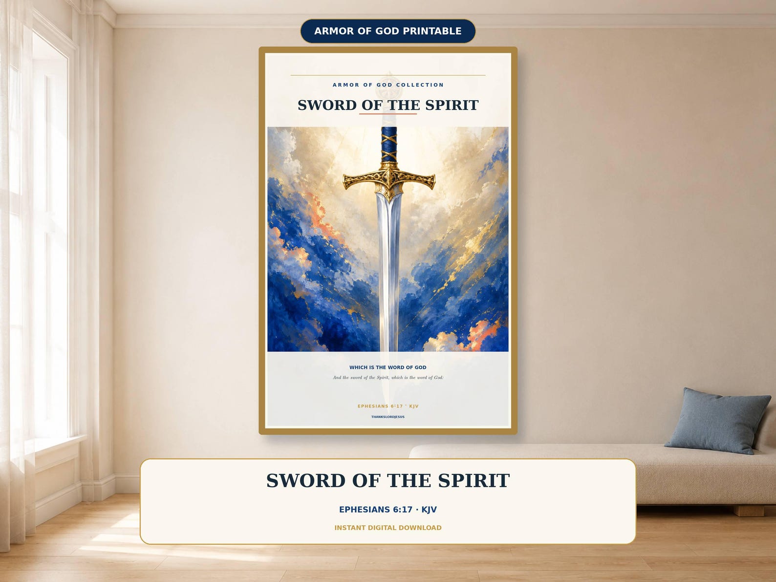 Sword of the Spirit Wall Art, a Christian digital printable from the Armor of God collection by Thanks Lord Jesus