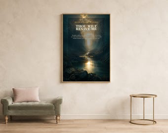 Psalm 138,7 Wandbild, „Auch wenn ich in Schwierigkeiten wandle“, christlicher Schutz, KJV-Digitaldownload