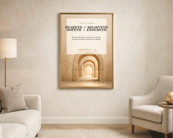 Wandbild „Trägt alles“ (1. Korinther 13,7) – Hochzeitsdruckvorlage