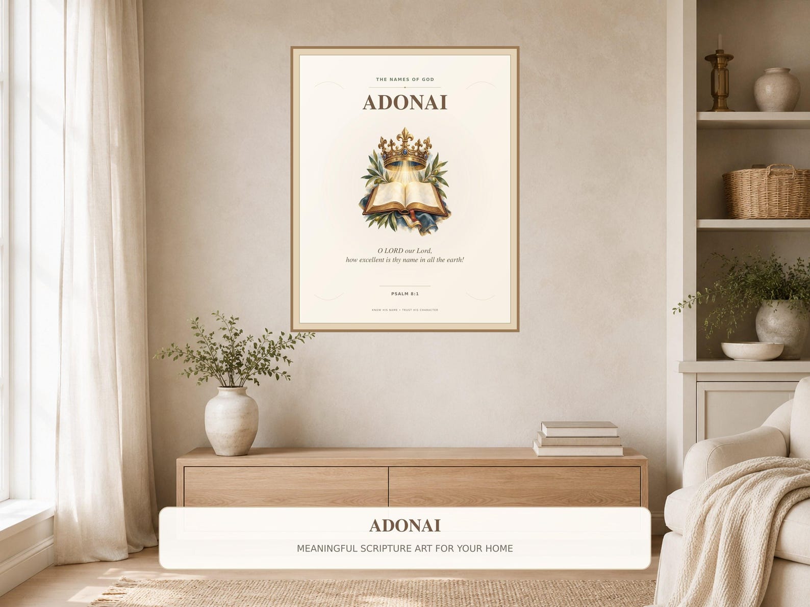Adonai Printable Wall Art Christian printable wall art Adonai Printable Wall Art, a Christian digital printable from the Names of God collection by Thanks Lord Jesus