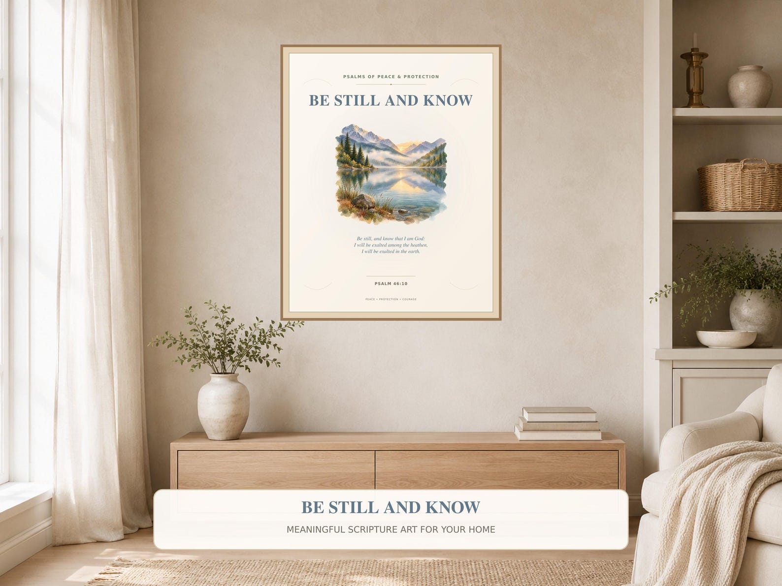 Be Still and Know Wall Art Christian printable wall art Be Still and Know Wall Art, a Christian digital printable from the Psalms & Protection collection by Thanks Lord Jesus