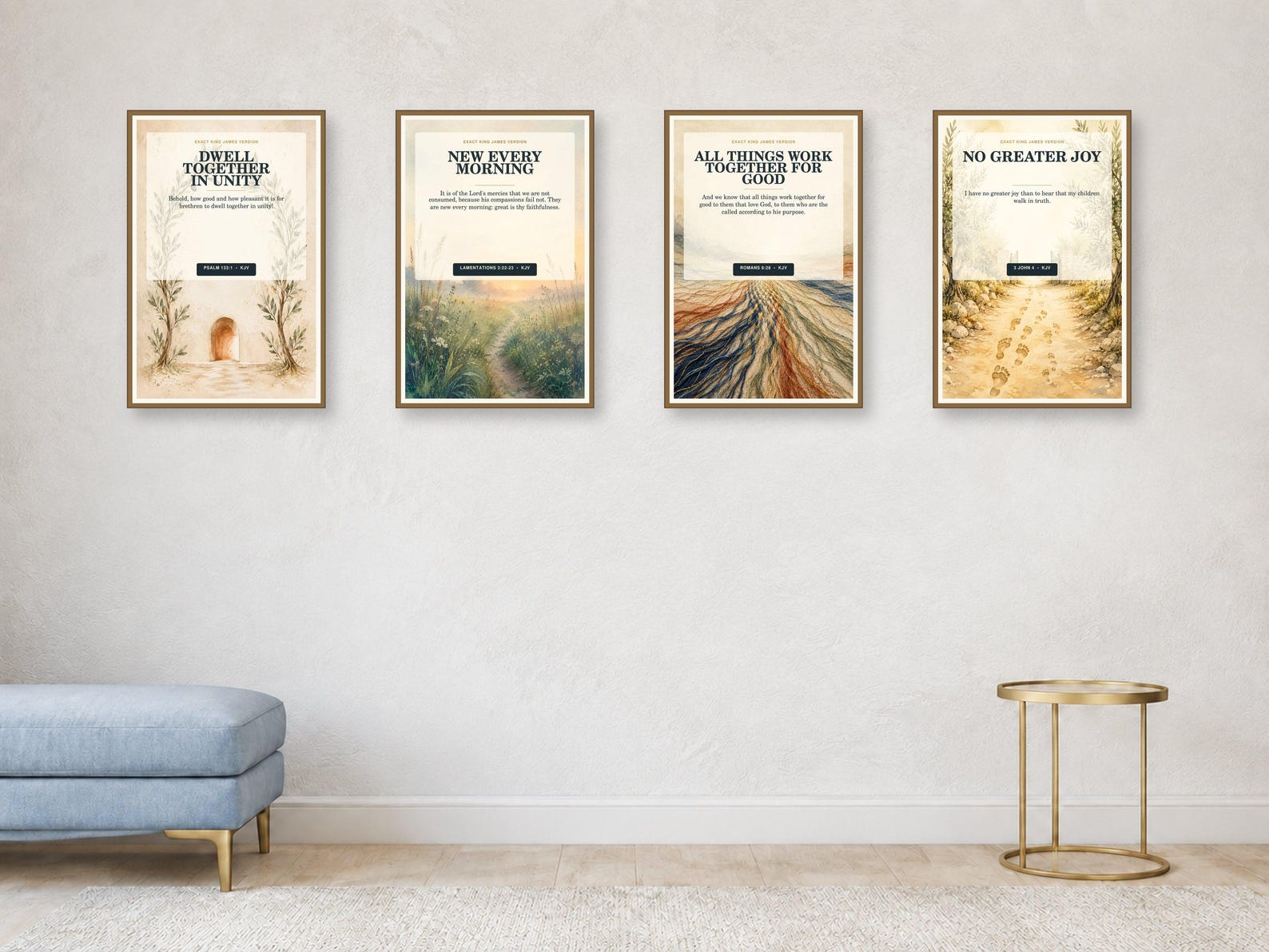 Christian Home and Family Wall Art Set of 4, KJV Prints Christian Home and Family Wall Art Set of 4, KJV Prints showing all 4 included Christian printable designs.