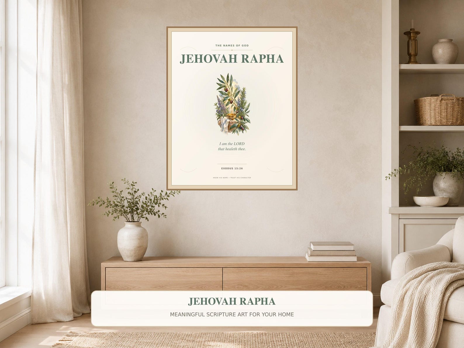 Jehovah Rapha Printable Wall Art Christian printable wall art Jehovah Rapha Printable Wall Art, a Christian digital printable from the Names of God collection by Thanks Lord Jesus
