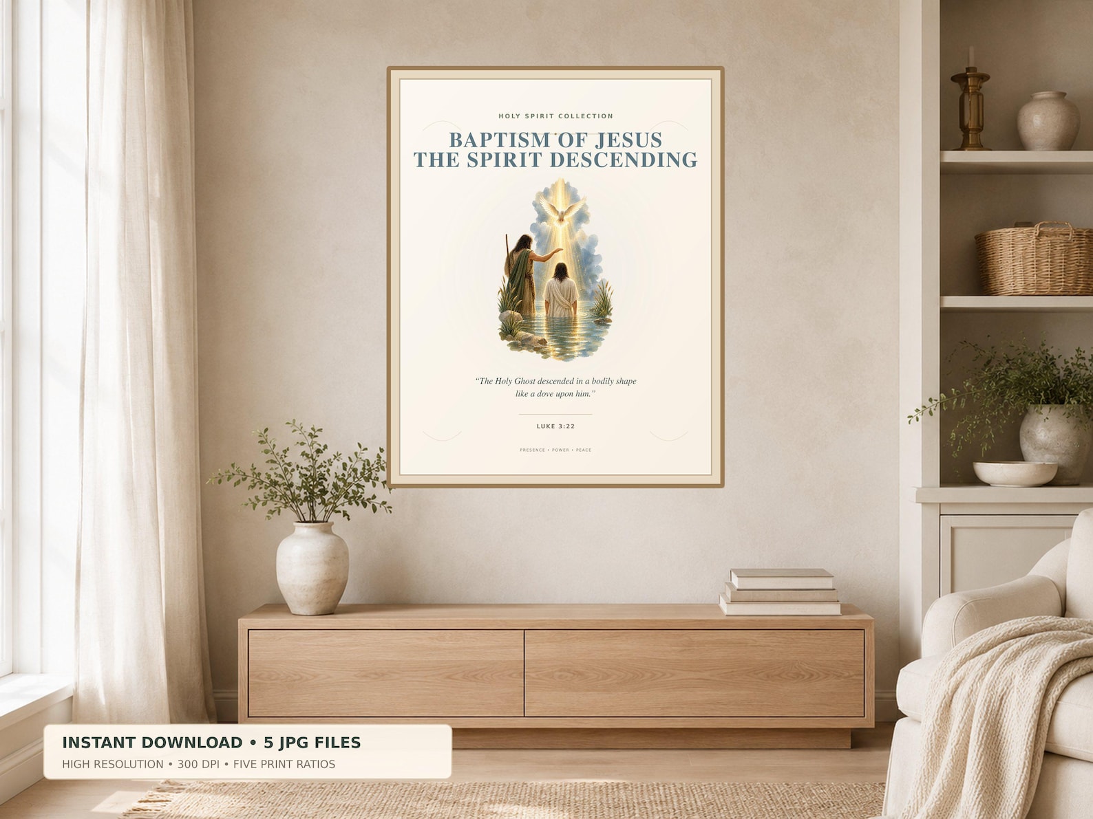 Baptism of Jesus Printable Wall Art Christian printable wall art Baptism of Jesus Printable Wall Art, a Christian digital printable from the Holy Spirit collection by Thanks Lord Jesus