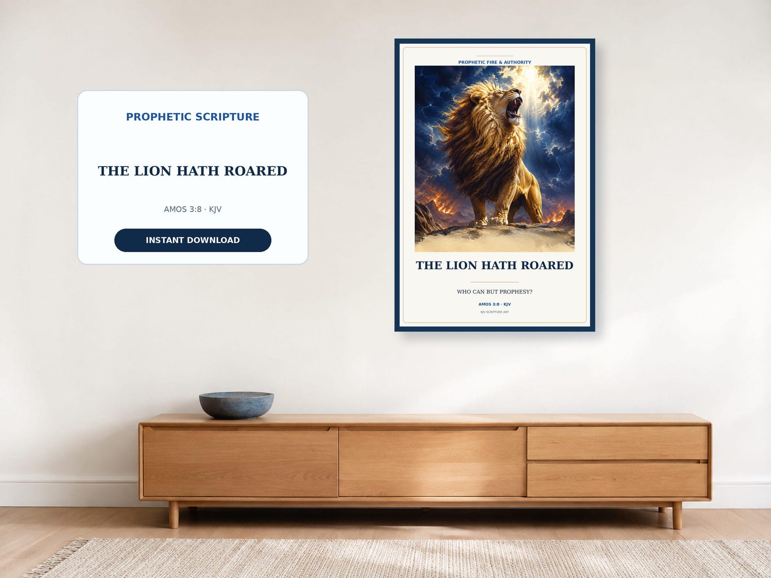Amos 3:8 Lion Wall Art, a Christian digital printable from the Prophetic collection by Thanks Lord Jesus