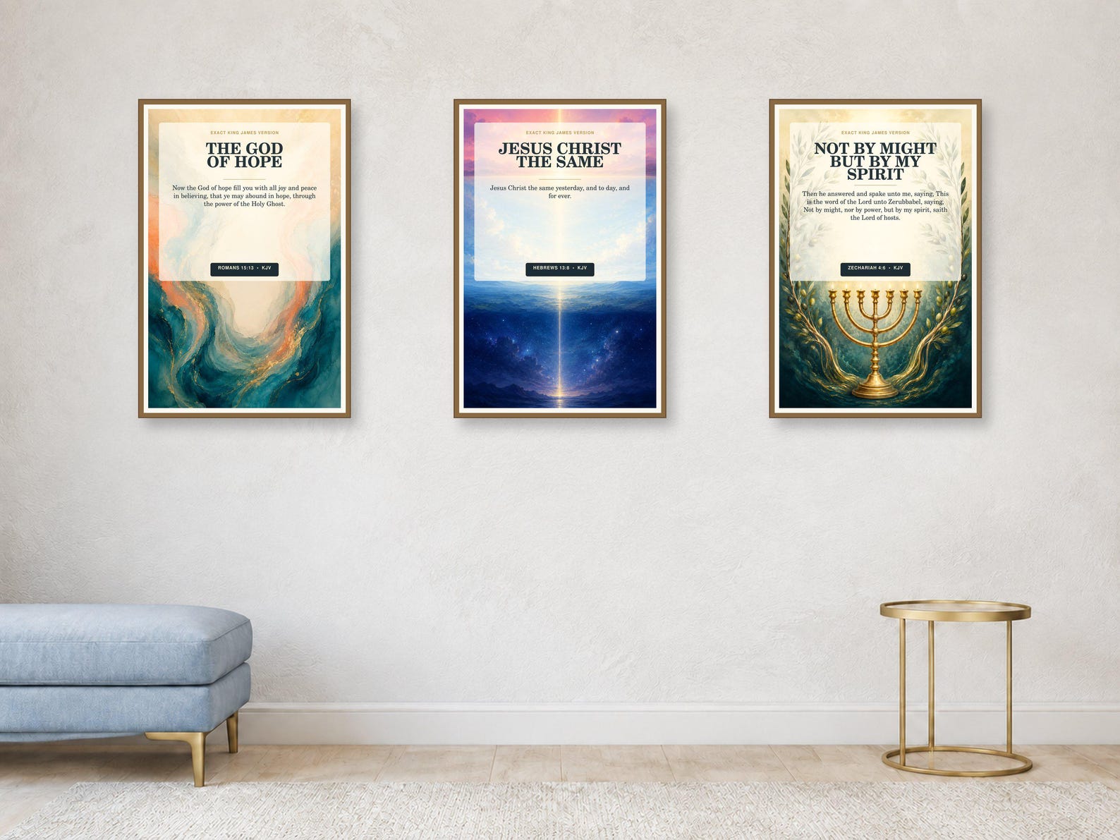 Jesus and Holy Spirit Hope Wall Art Set of 3, KJV Prints Jesus and Holy Spirit Hope Wall Art Set of 3, KJV Prints showing all 3 included Christian printable designs.