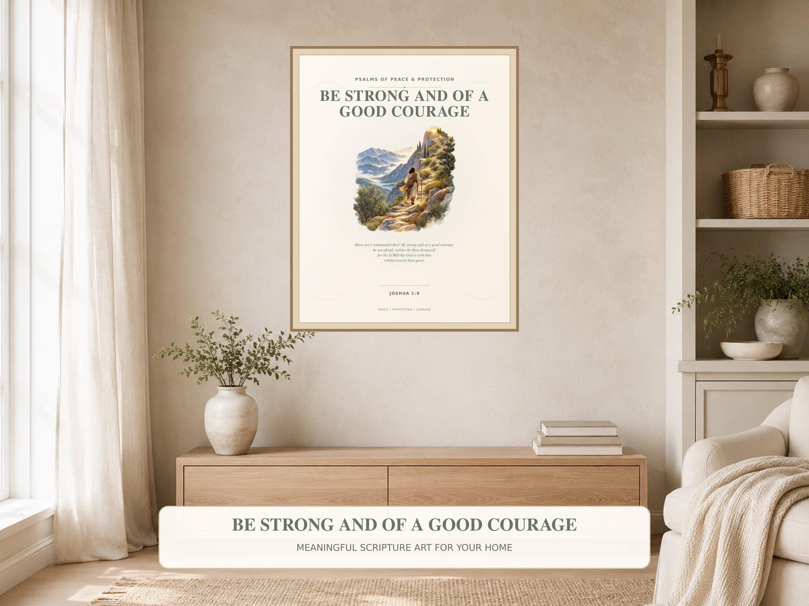 Joshua 1:9 Wall Art Christian printable wall art Joshua 1:9 Wall Art, a Christian digital printable from the Psalms & Protection collection by Thanks Lord Jesus
