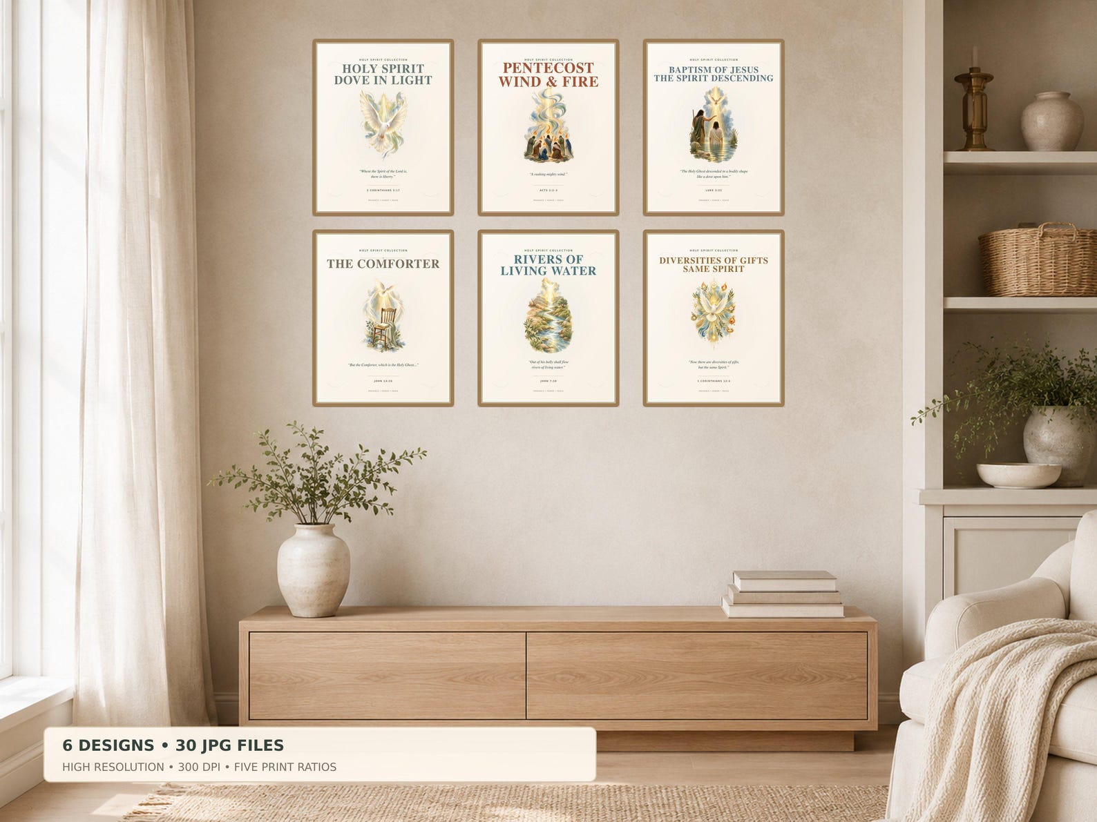 Holy Spirit Wall Art Set of 6 Christian printable wall art Holy Spirit Wall Art Set of 6, a Christian digital printable from the Holy Spirit collection by Thanks Lord Jesus
