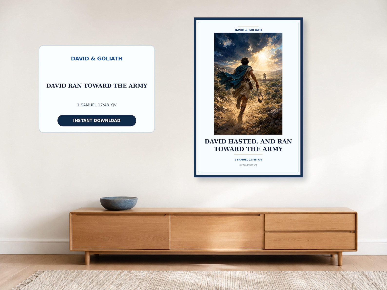 David Ran Toward the Army Wall Art, a Christian digital printable from the David & Goliath collection by Thanks Lord Jesus