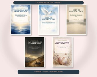 Peace and Comfort Wall Art Set of 5, KJV Scripture Bundle