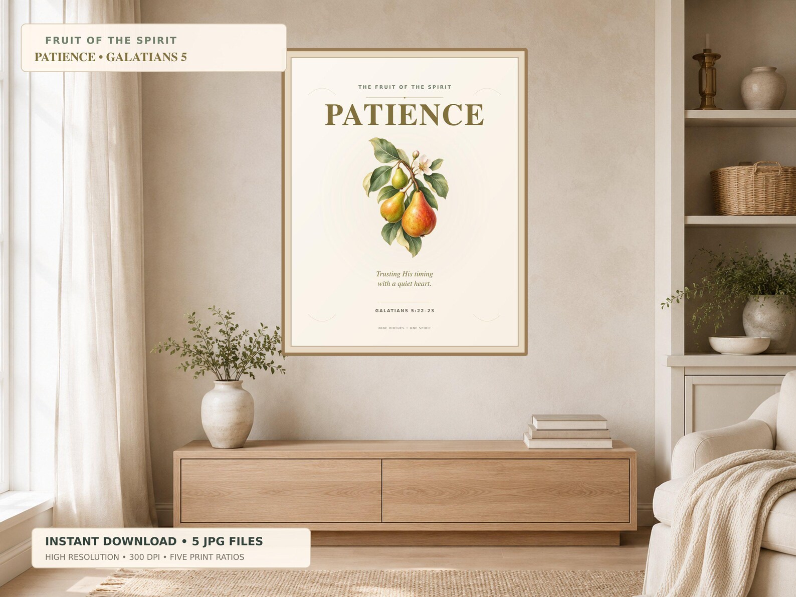Patience Fruit of the Spirit Printable Christian printable wall art Patience Fruit of the Spirit Printable, a Christian digital printable from the Fruits of the Spirit collection by Thanks Lord Jesus