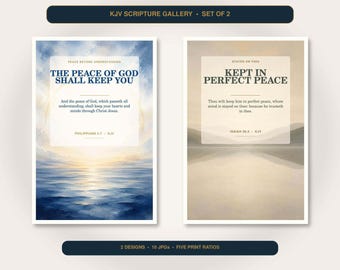 Perfect Peace Wall Art Set of 2, KJV Scripture Printables