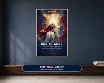 Jesus King of Kings Wall Art, Revelation 19:16 Christian Printable