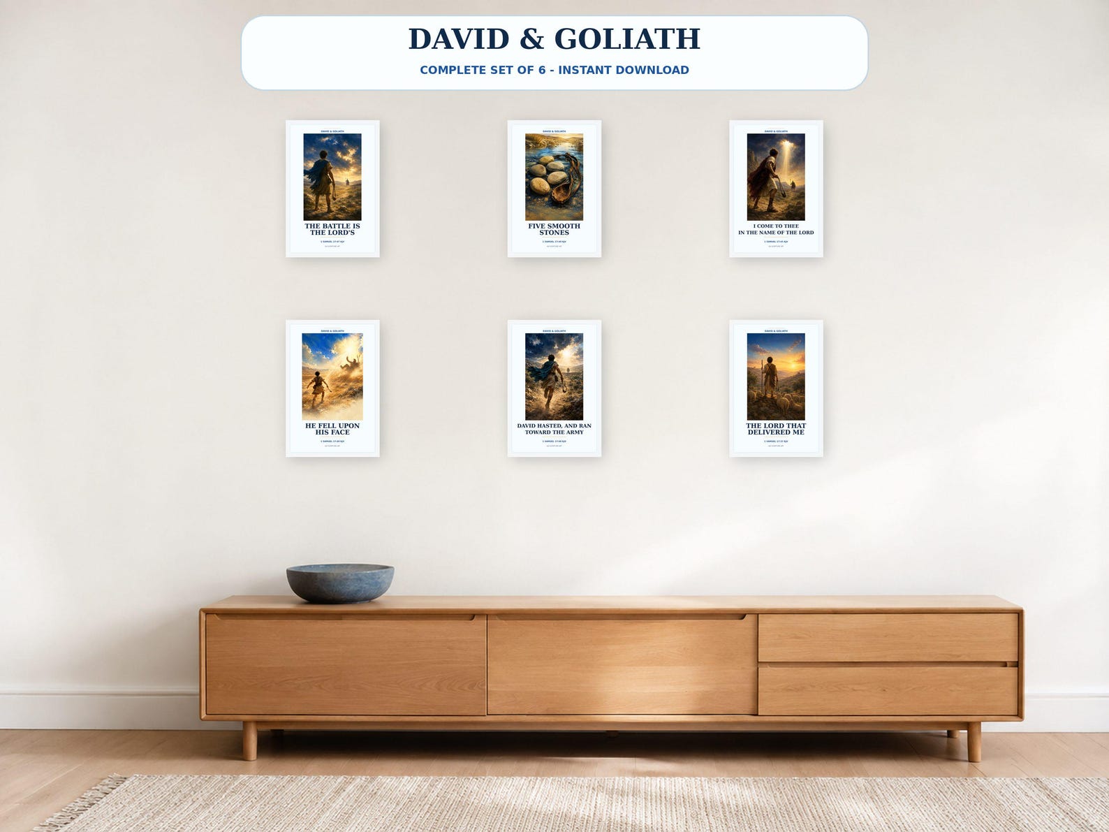 David and Goliath Complete Set of 6, a Christian digital printable from the David & Goliath collection by Thanks Lord Jesus