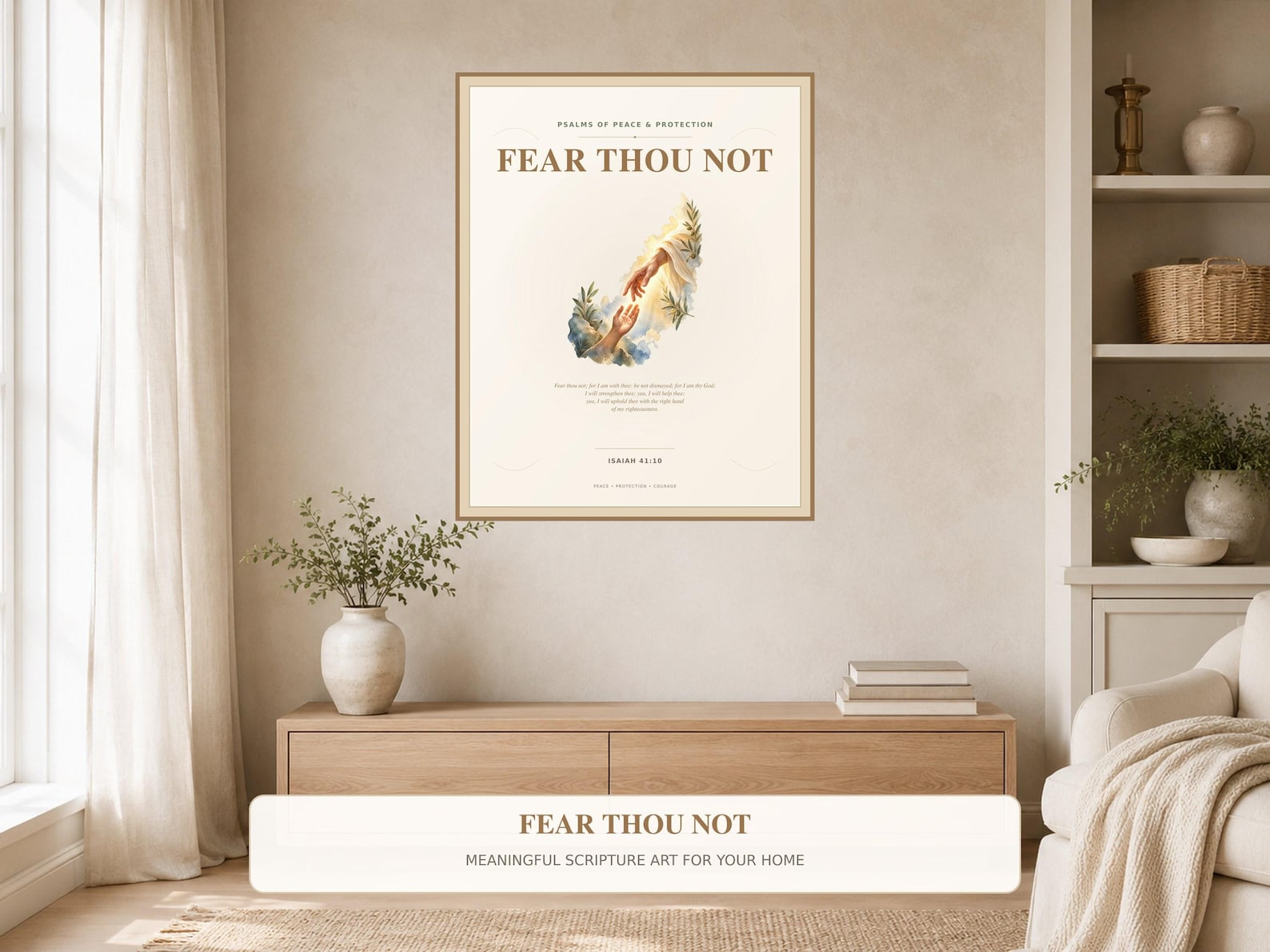 Fear Thou Not Wall Art Christian printable wall art Fear Thou Not Wall Art, a Christian digital printable from the Psalms & Protection collection by Thanks Lord Jesus