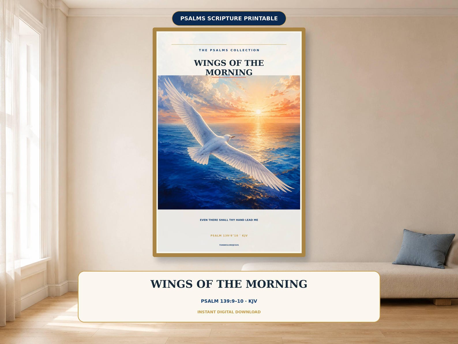 Wings of the Morning Wall Art, a Christian digital printable from the Psalms & Protection collection by Thanks Lord Jesus