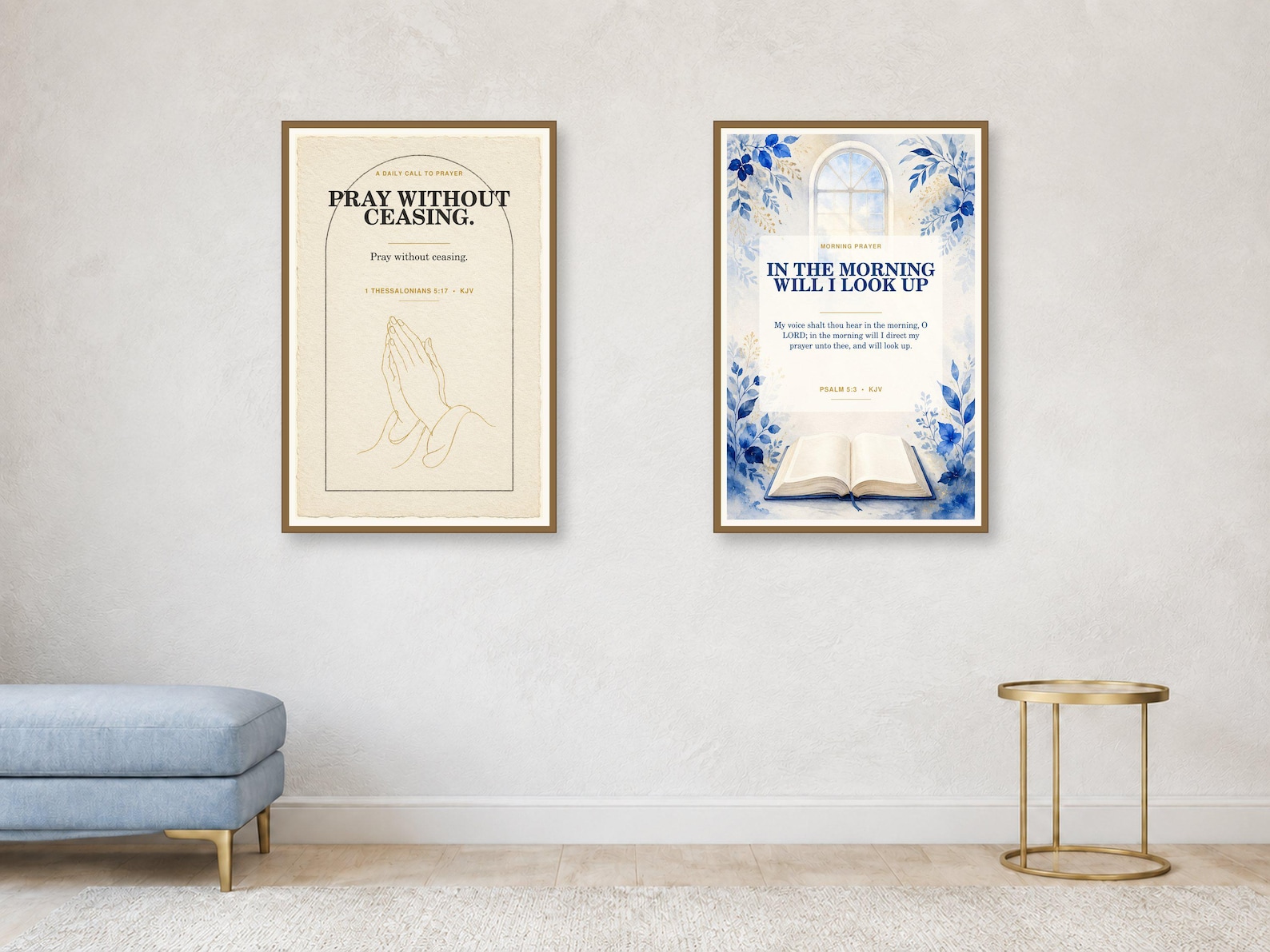 Morning Prayer Wall Art Set of 2, KJV Scripture Printables Morning Prayer Wall Art Set of 2, KJV Scripture Printables showing all 2 included Christian printable designs.