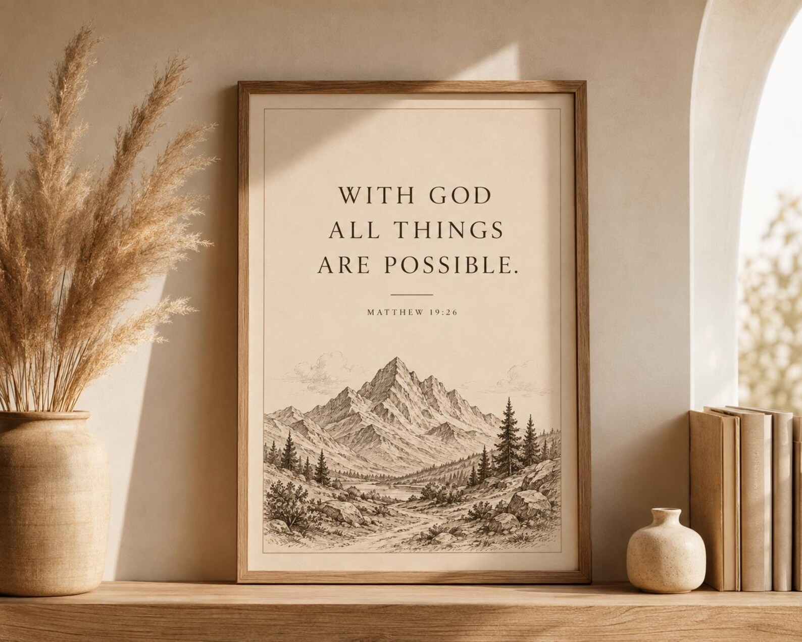 Matthew 19:26 Printable Wall Art, a Christian digital printable from the Bible Verse Prints collection by Thanks Lord Jesus