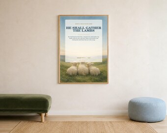 Wandbild „Sammelt die Lämmer“, Jesaja 40,11 – Druckvorlage fürs Kinderzimmer