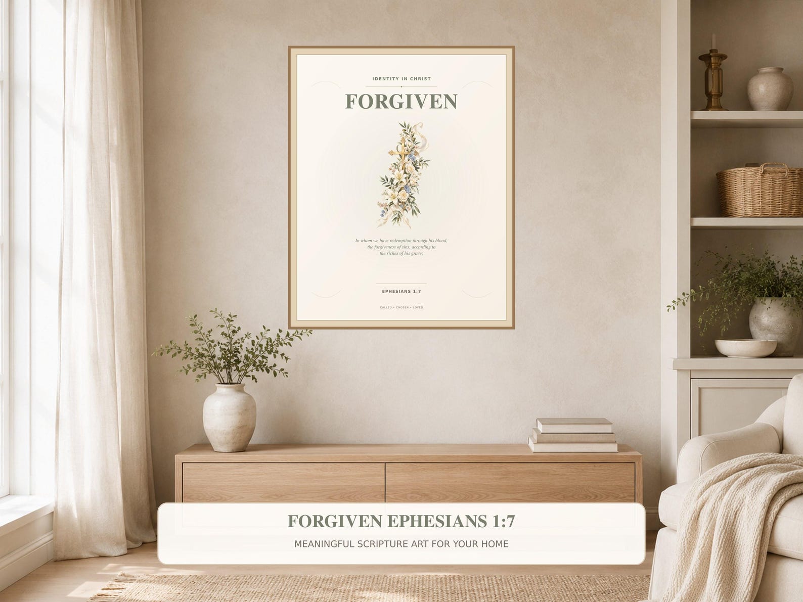 Forgiven Ephesians 1:7 Printable Wall Art, a Christian digital printable from the Identity in Christ collection by Thanks Lord Jesus
