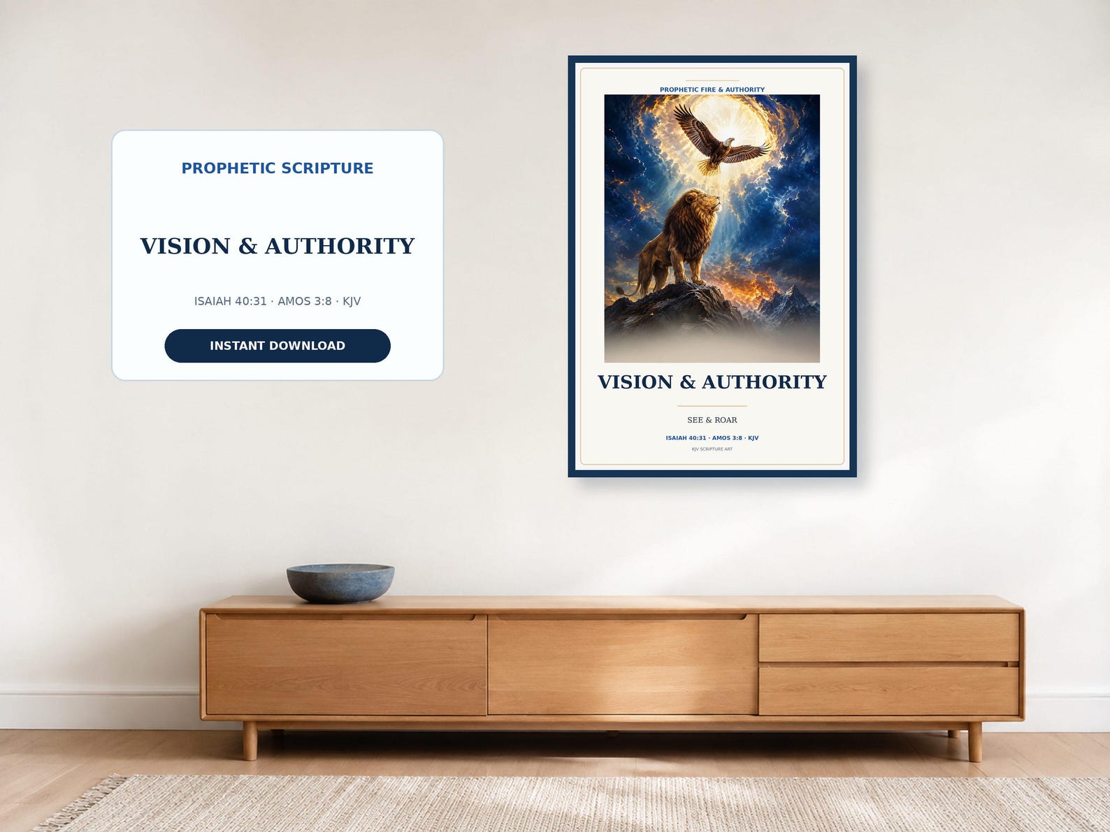 Lion and Eagle Wall Art, a Christian digital printable from the Prophetic collection by Thanks Lord Jesus