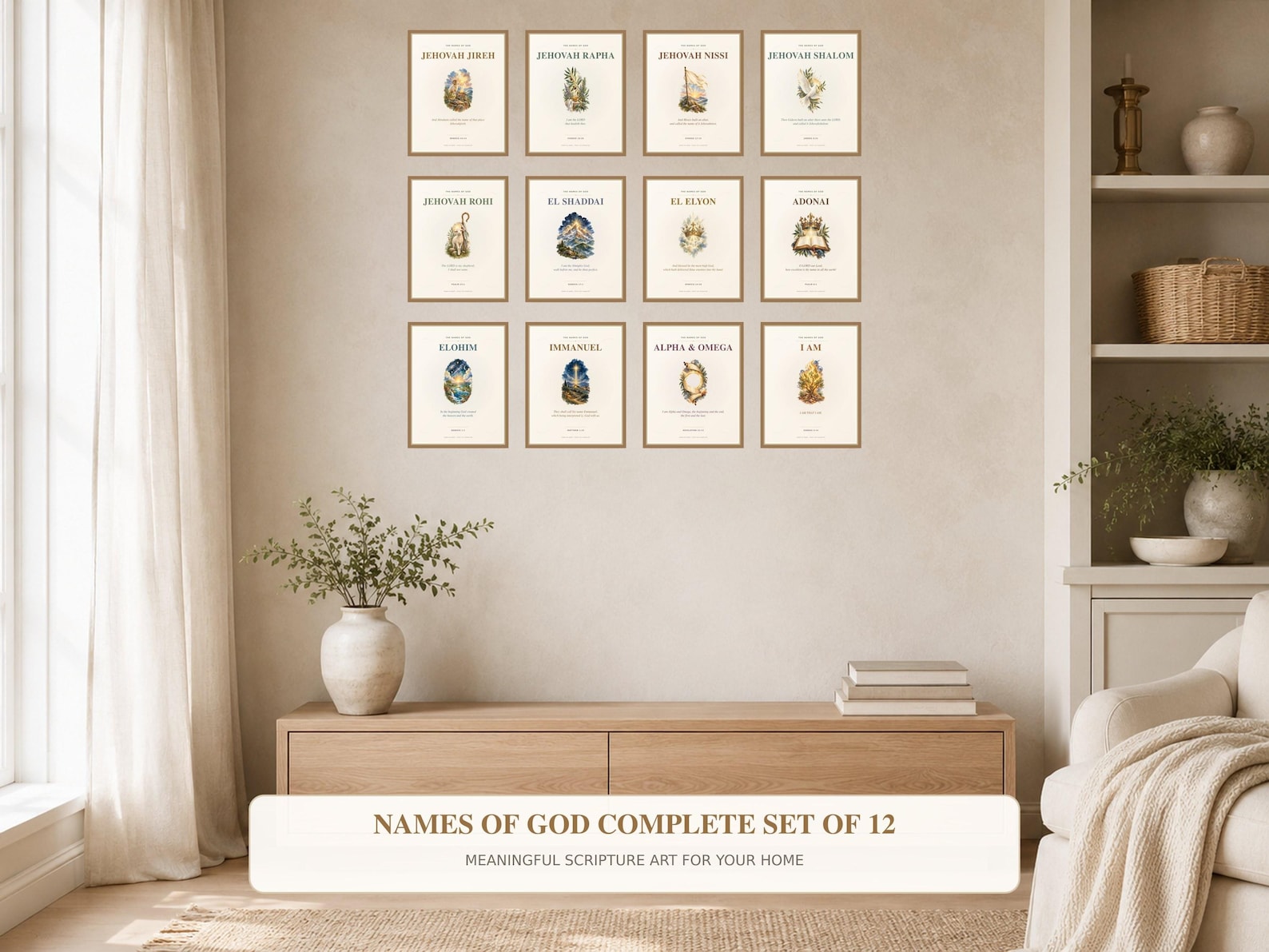 Names of God Wall Art Set of 12 Christian printable wall art Names of God Wall Art Set of 12, a Christian digital printable from the Names of God collection by Thanks Lord Jesus
