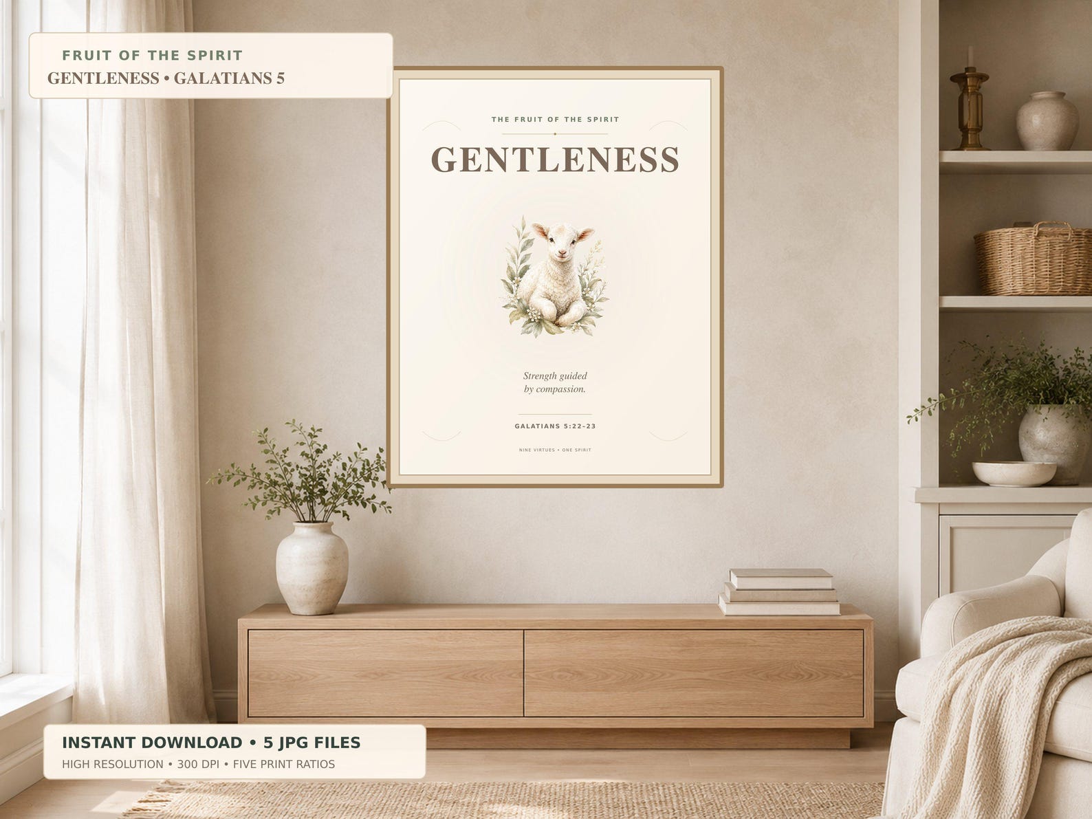Gentleness Fruit of the Spirit Printable Christian printable wall art Gentleness Fruit of the Spirit Printable, a Christian digital printable from the Fruits of the Spirit collection by Thanks Lord Jesus