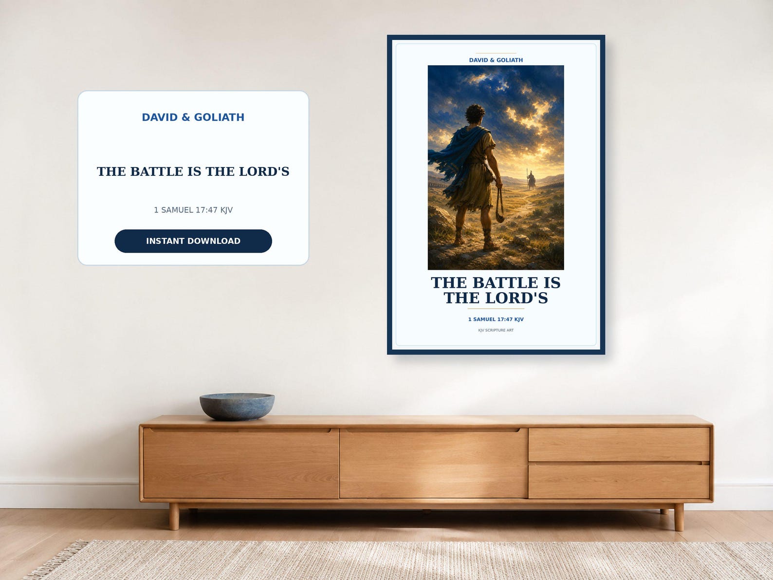 The Battle Is the Lord's Wall Art, a Christian digital printable from the David & Goliath collection by Thanks Lord Jesus