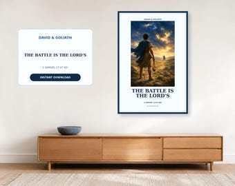 The Battle Is the Lord's Wall Art, 1 Samuel 17:47 KJV Printable, David and Goliath Christian Decor, Digital Download