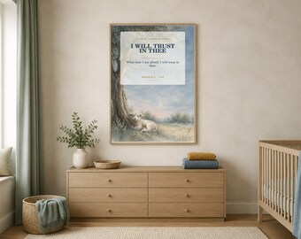 Wandbild mit Psalm 56,3, Bibelvers für Kinder mit Angst – ideal als Kunstdruck, christliche Kinderzimmerdekoration, digitaler Download (KJV)