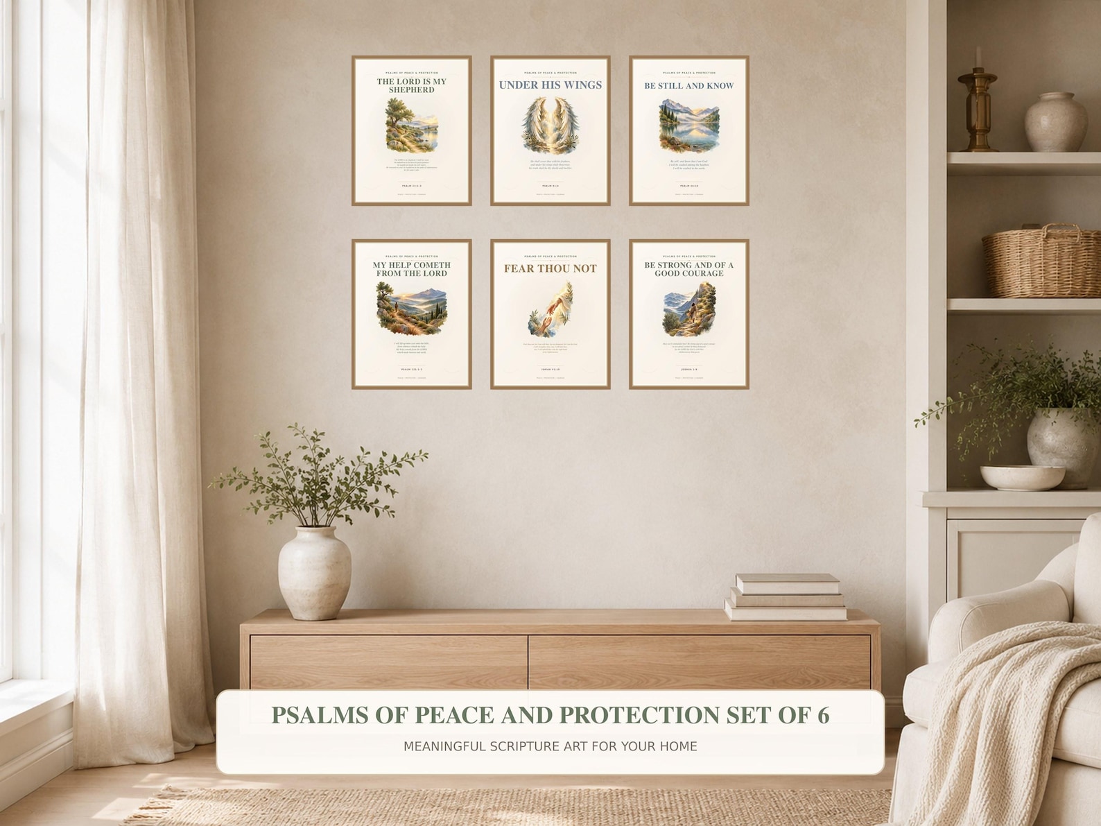 Psalms of Peace and Protection Wall Art Bundle, a Christian digital printable from the Psalms & Protection collection by Thanks Lord Jesus