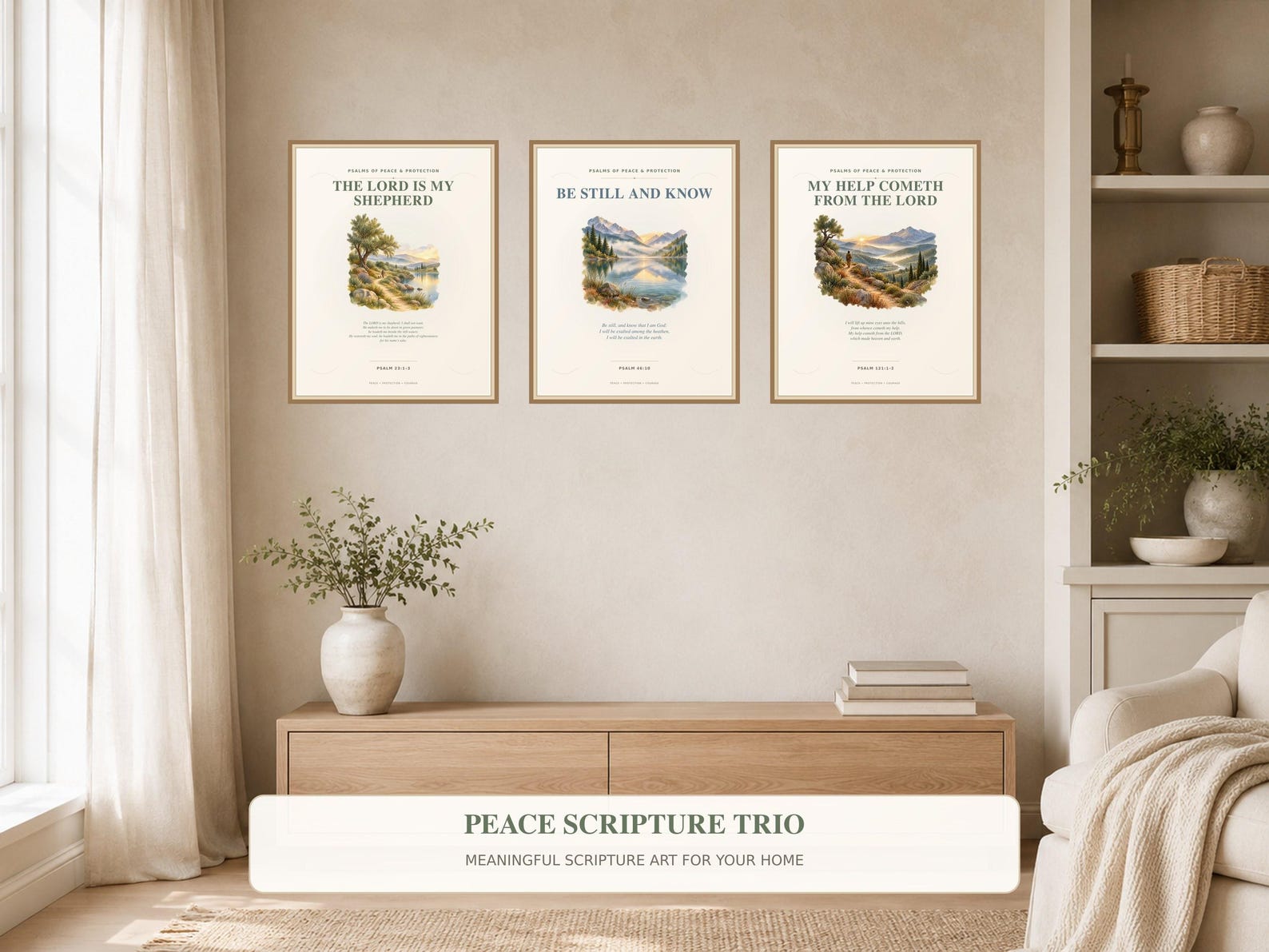 Peace Scripture Wall Art Bundle, a Christian digital printable from the Psalms & Protection collection by Thanks Lord Jesus