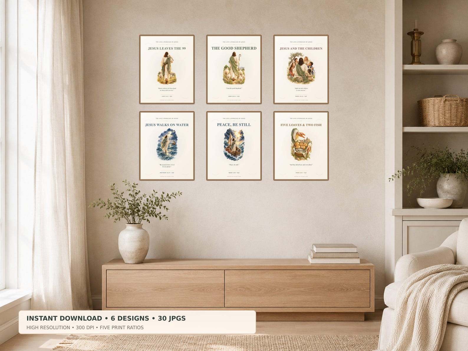 Life of Jesus Wall Art Set of 6, a Christian digital printable from the Jesus Christ collection by Thanks Lord Jesus