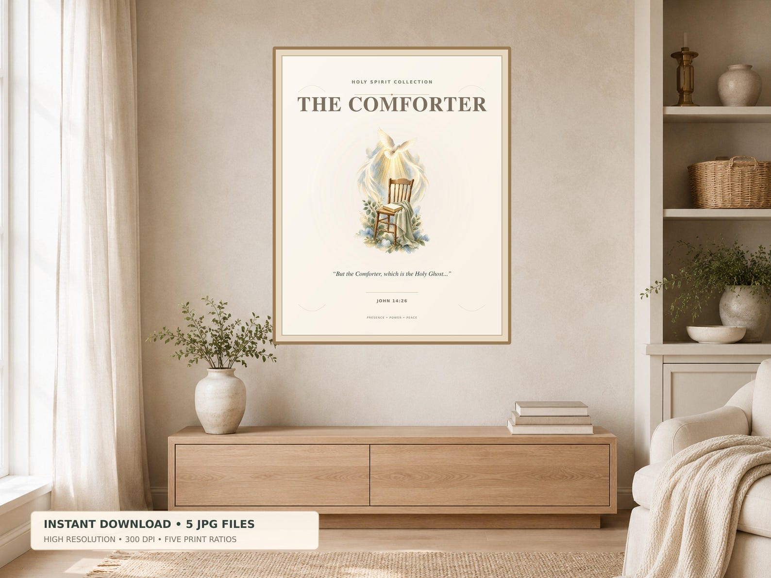 Holy Spirit Comforter Printable Wall Art, a Christian digital printable from the Holy Spirit collection by Thanks Lord Jesus