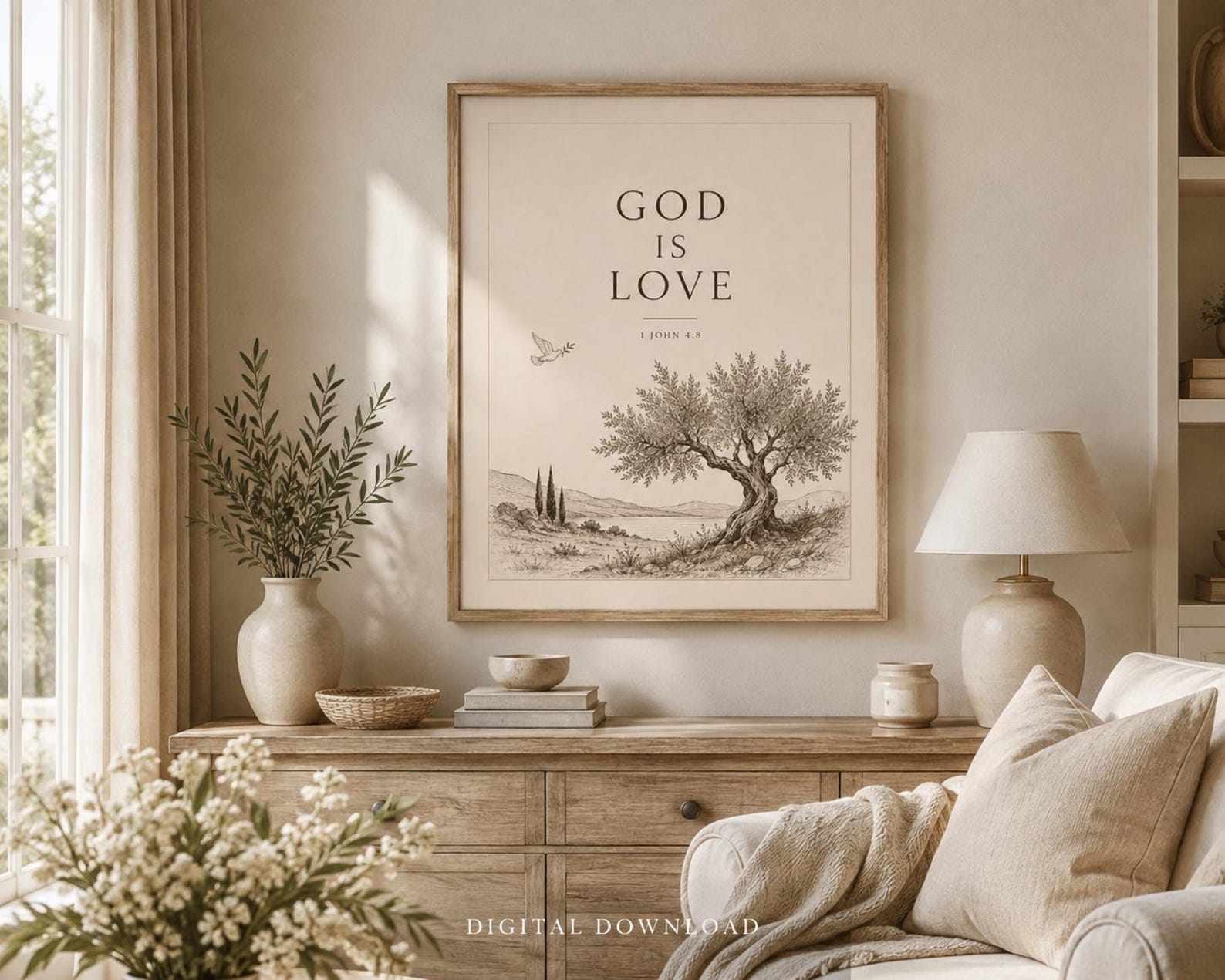 1 John 4:8 Printable Wall Art, a Christian digital printable from the Bible Verse Prints collection by Thanks Lord Jesus