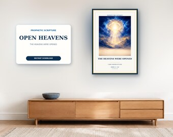 Ezekiel 1:1 Open Heavens Wall Art, Visions of God Christian Printable