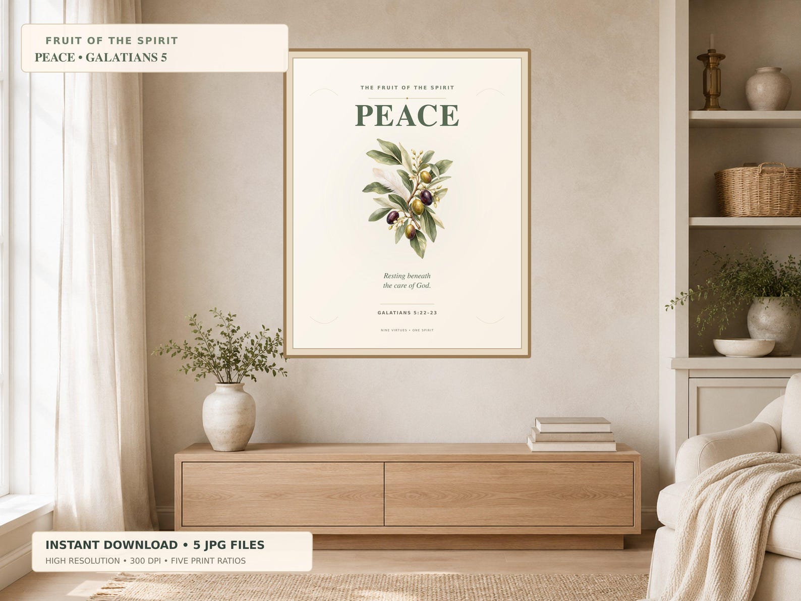 Peace Fruit of the Spirit Printable, a Christian digital printable from the Fruits of the Spirit collection by Thanks Lord Jesus