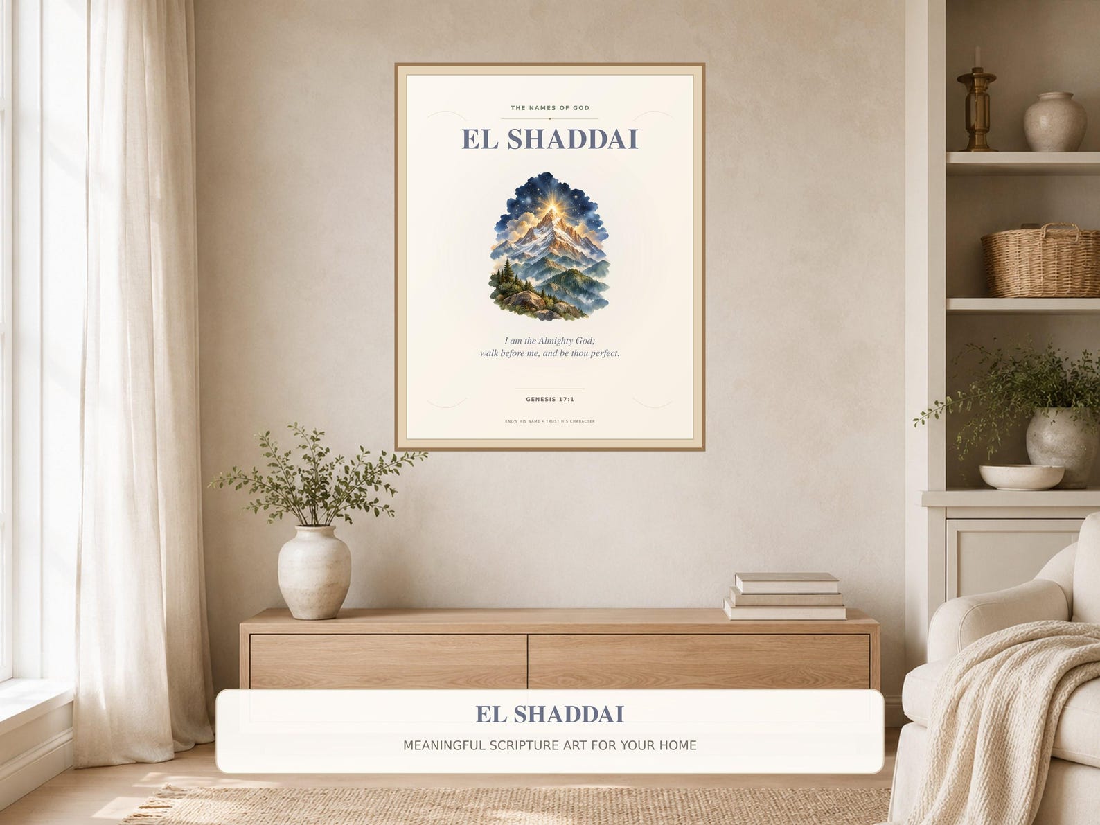 El Shaddai Printable Wall Art Christian printable wall art El Shaddai Printable Wall Art, a Christian digital printable from the Names of God collection by Thanks Lord Jesus