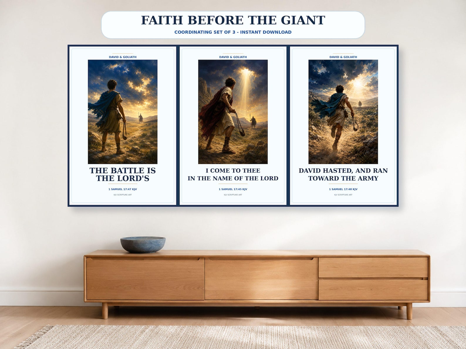 Faith Before the Giant Set of 3, a Christian digital printable from the David & Goliath collection by Thanks Lord Jesus