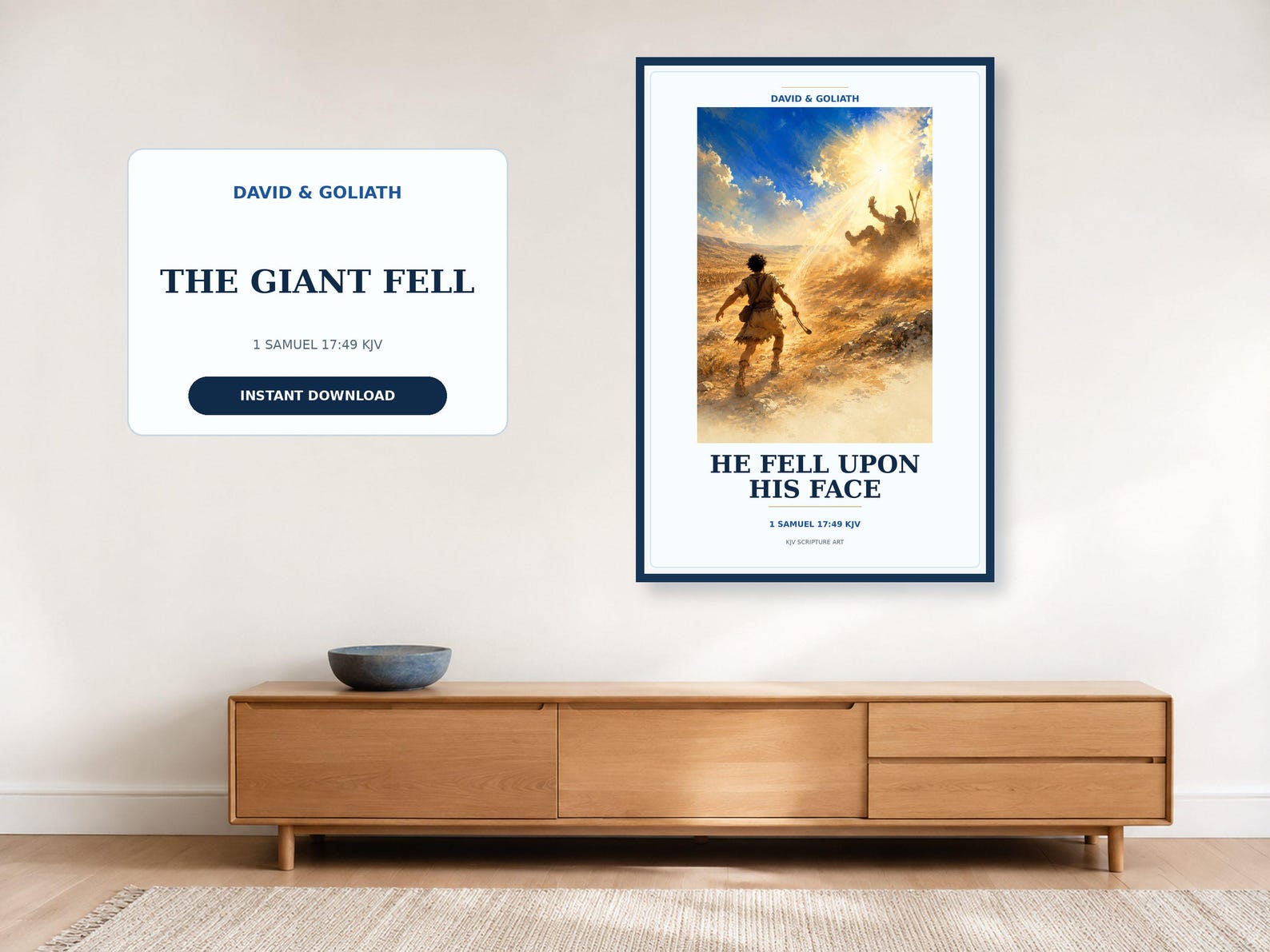 The Giant Fell Wall Art, a Christian digital printable from the David & Goliath collection by Thanks Lord Jesus