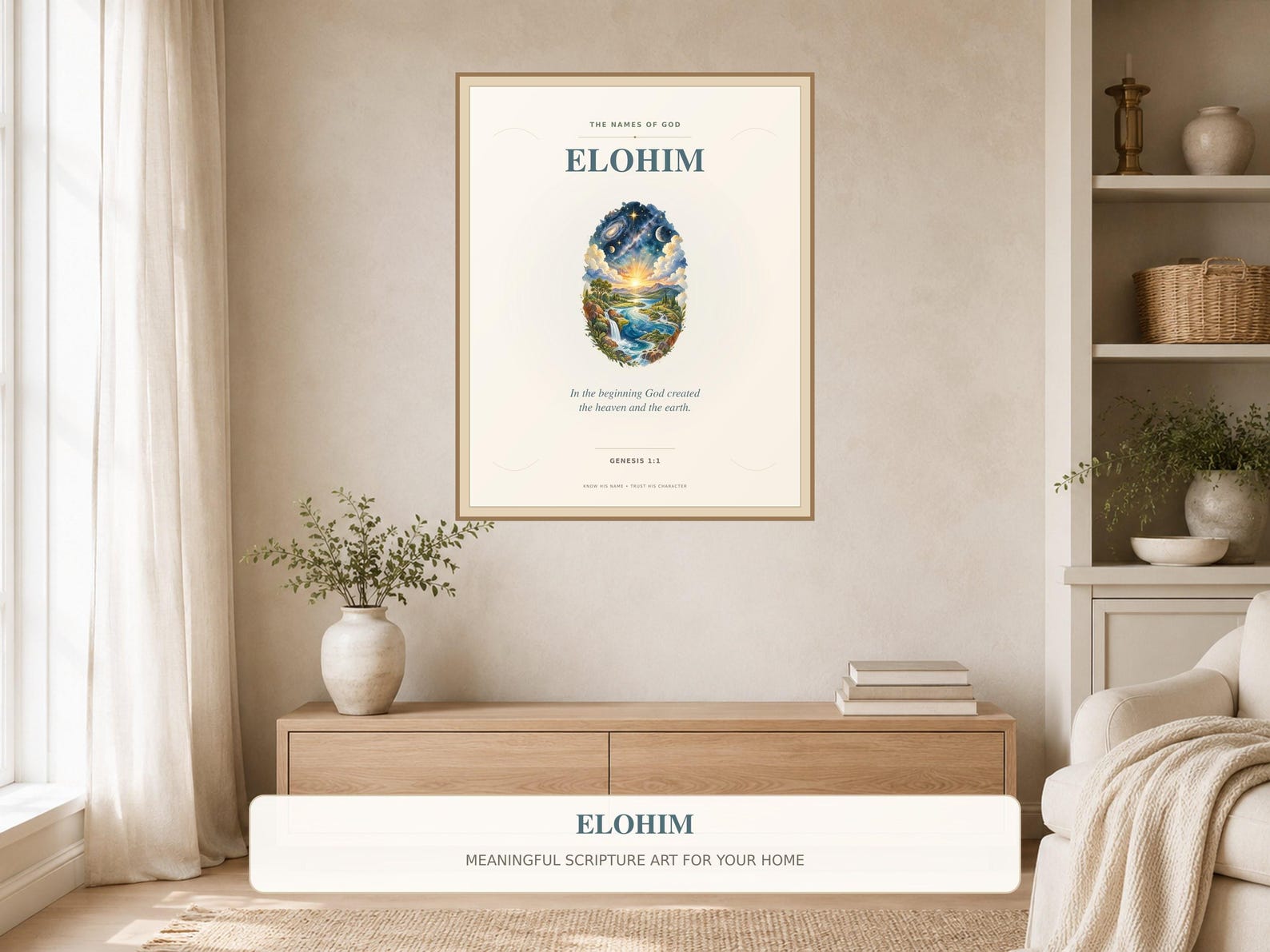 Elohim Printable Wall Art Christian printable wall art Elohim Printable Wall Art, a Christian digital printable from the Names of God collection by Thanks Lord Jesus