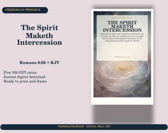 Holy Spirit Intercession Wall Art, Romans 8:26 KJV Prayer Room Printable