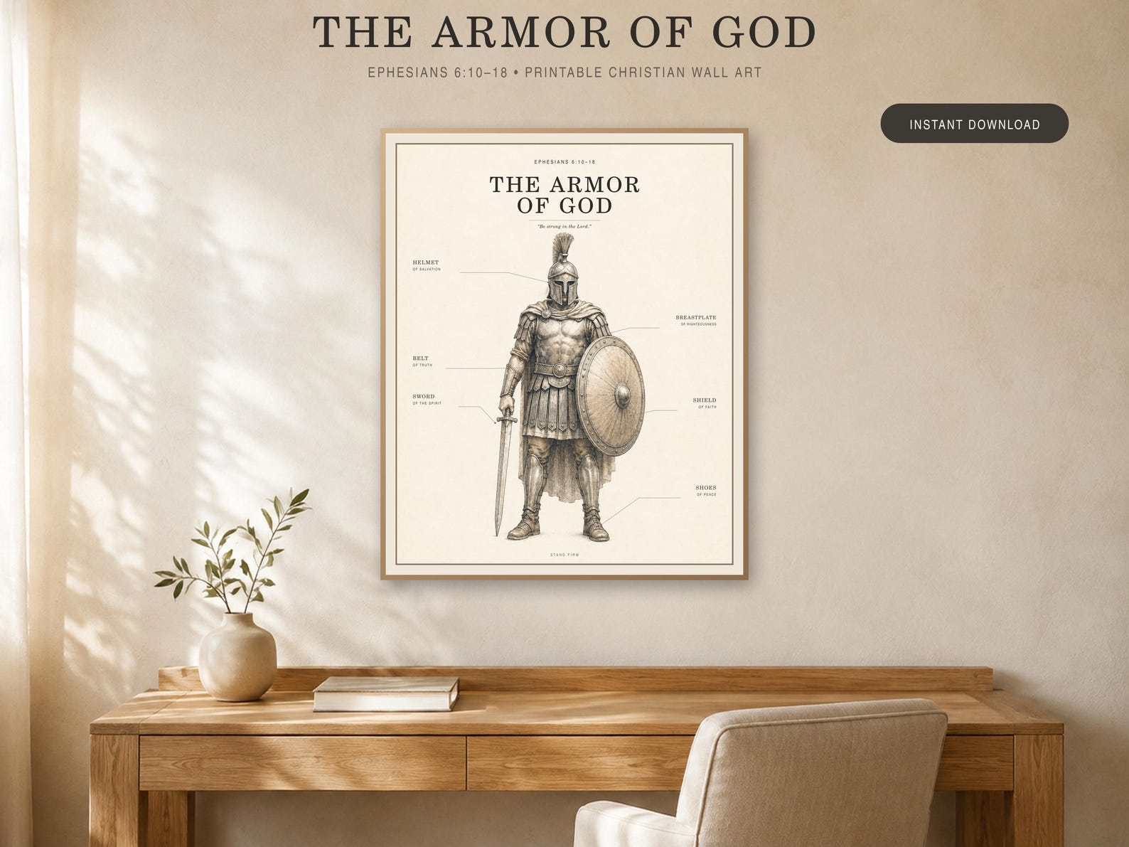 Armor of God Printable Wall Art, a Christian digital printable from the Armor of God collection by Thanks Lord Jesus