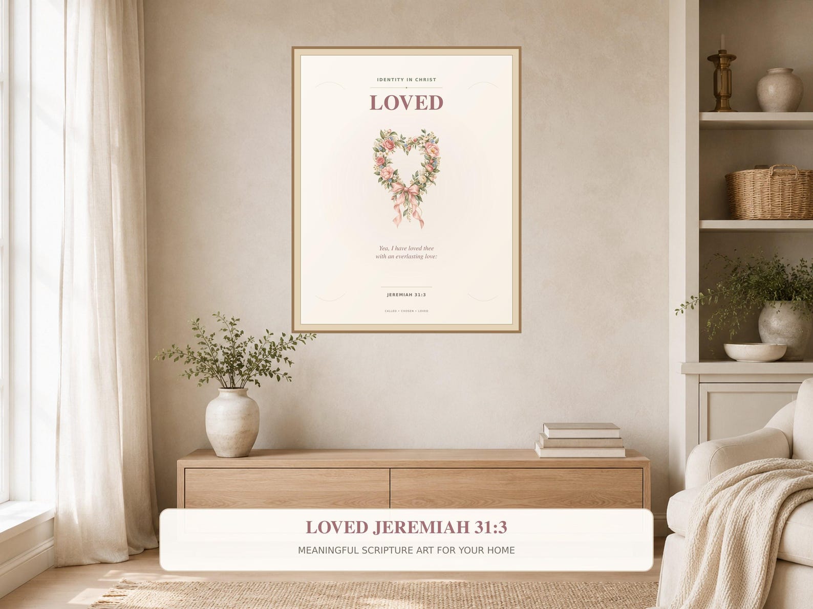 Loved Jeremiah 31:3 Printable Wall Art, a Christian digital printable from the Identity in Christ collection by Thanks Lord Jesus