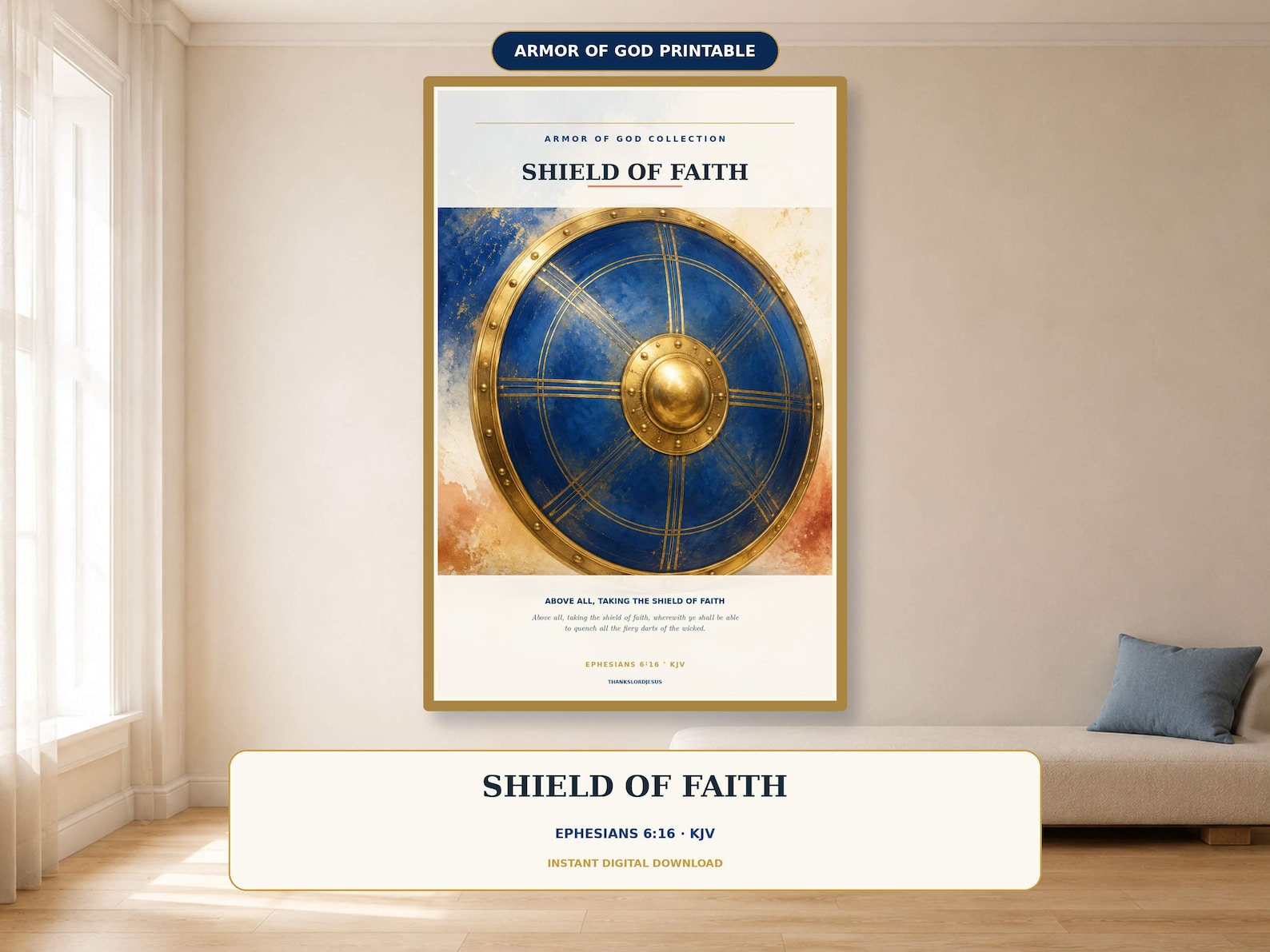 Shield of Faith Wall Art, a Christian digital printable from the Armor of God collection by Thanks Lord Jesus