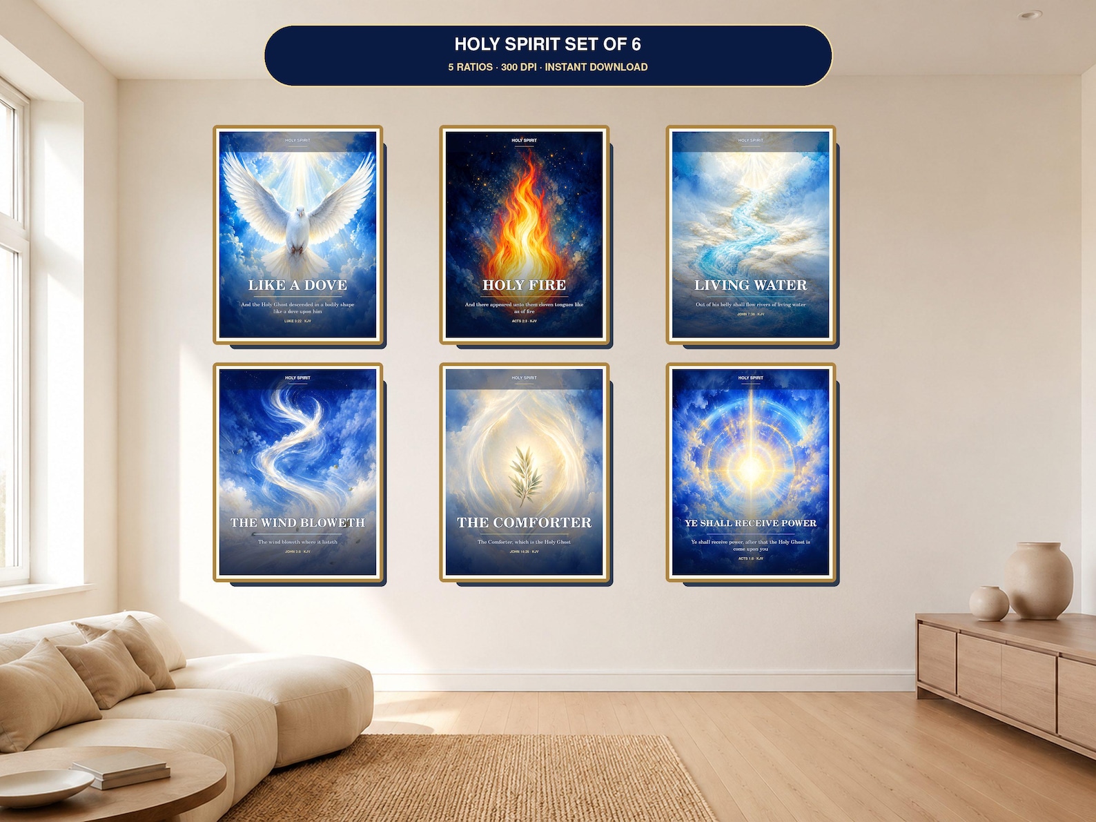 Holy Spirit Wall Art Bundle Set of 6, a Christian digital printable from the Holy Spirit collection by Thanks Lord Jesus