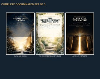 Alpha Omega Opstanding Muurdecoratie Set van 3, KJV Christelijke Printbare Bundel