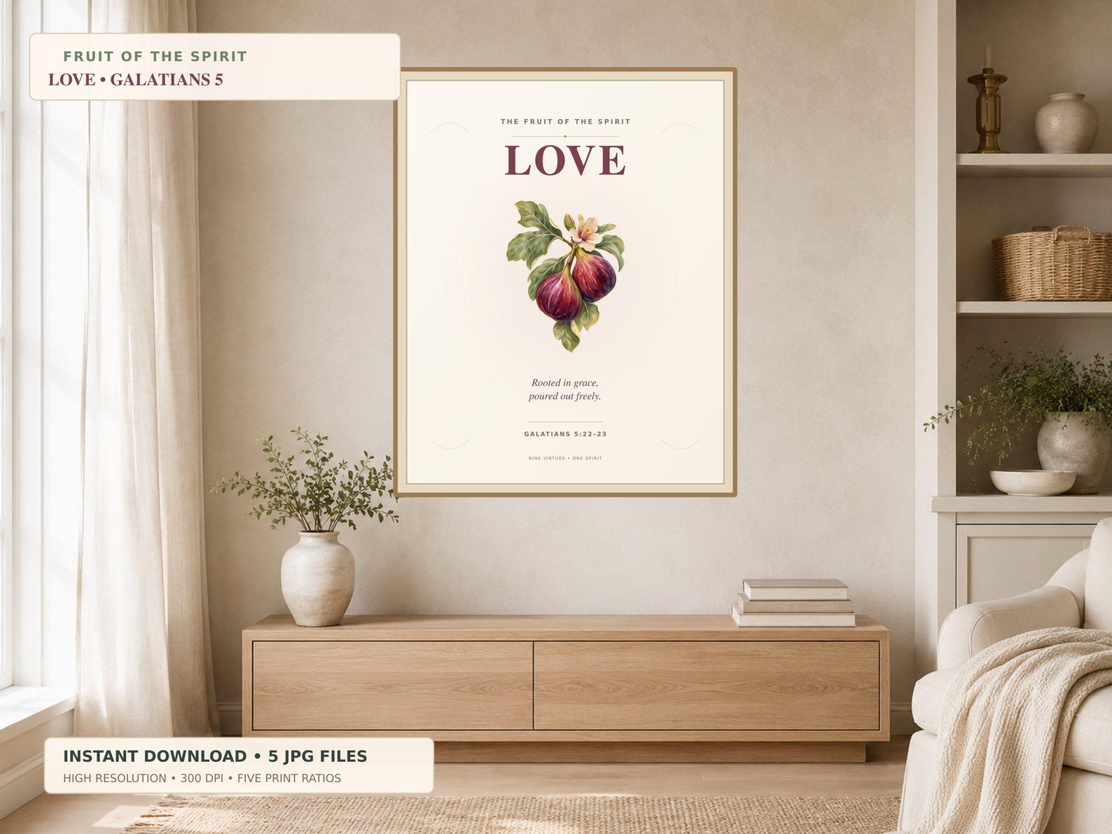 Love Fruit of the Spirit Printable Christian printable wall art Love Fruit of the Spirit Printable, a Christian digital printable from the Fruits of the Spirit collection by Thanks Lord Jesus