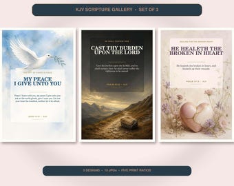 Comfort and Healing Wall Art Set of 3, KJV Scripture Prints